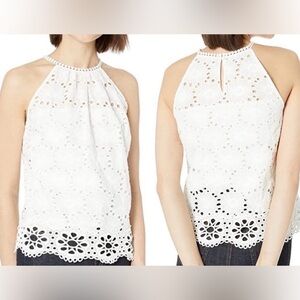 Bailey 44 White Eyelet Halter Top Size Small Made in USA